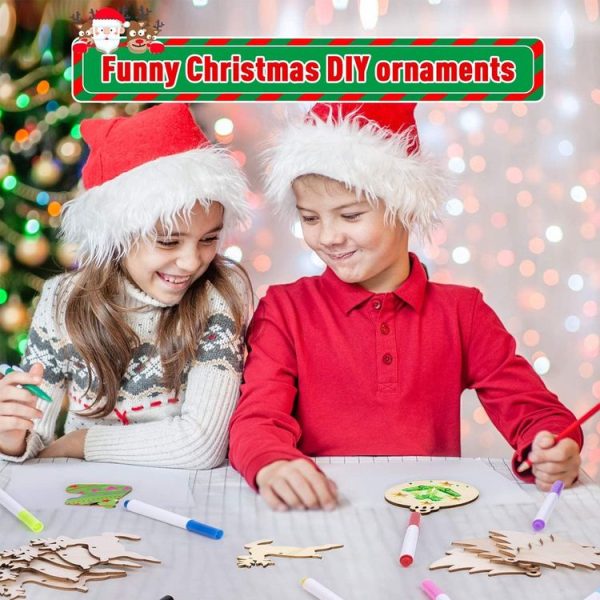 Christmas Creative DIY Decoration Gift Set Handmade Wood Chip Pendant, Style: JM02032 - Image 4