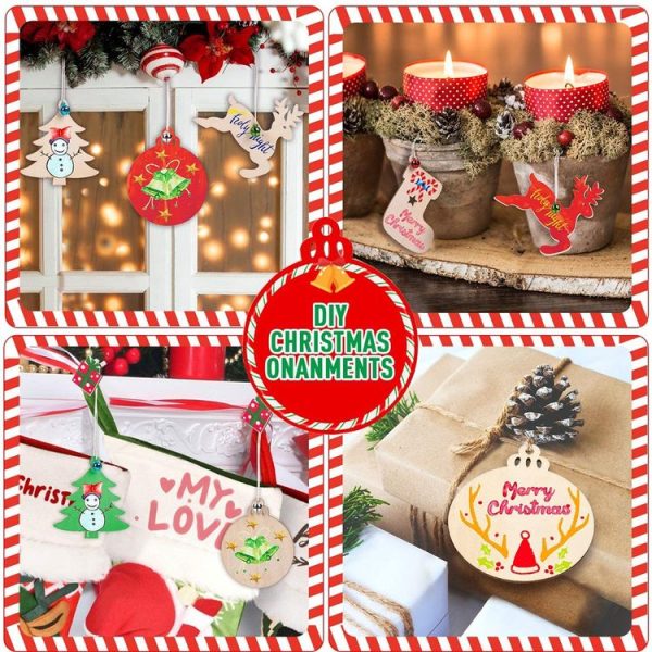 Christmas Creative DIY Decoration Gift Set Handmade Wood Chip Pendant, Style: JM02032 - Image 7