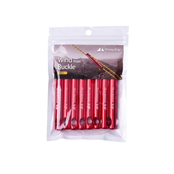 ShineTrip Outdoor Aluminum Rod Buckle Camping Tent Canopy Wind Rope Aluminum Alloy Double Eye Stick Wind Rope Buckle, Colour: Red - Image 3