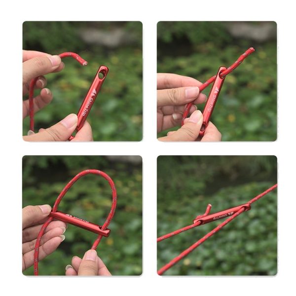 ShineTrip Outdoor Aluminum Rod Buckle Camping Tent Canopy Wind Rope Aluminum Alloy Double Eye Stick Wind Rope Buckle, Colour: Red - Image 6