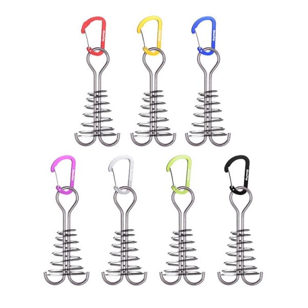 5 PCS Outdoor Camping Equipment Tent Wind Rope Canopy Fixed Buckle Aluminum Alloy Steel Wire Spring Nail (Green) - Image 3