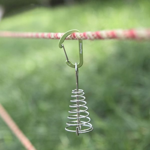 5 PCS Outdoor Camping Equipment Tent Wind Rope Canopy Fixed Buckle Aluminum Alloy Steel Wire Spring Nail (Green) - Image 5