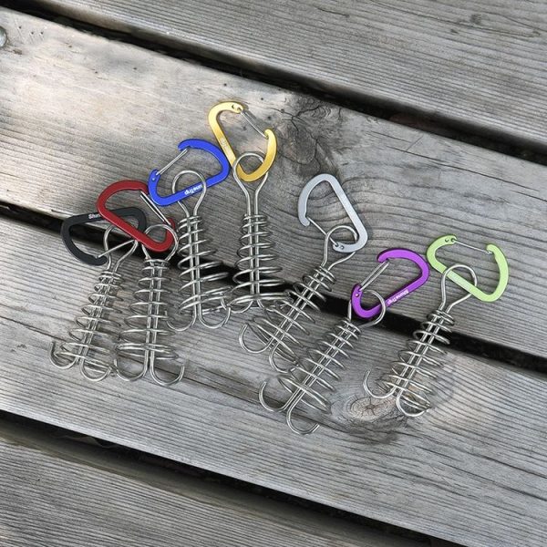 5 PCS Outdoor Camping Equipment Tent Wind Rope Canopy Fixed Buckle Aluminum Alloy Steel Wire Spring Nail (Green) - Image 6