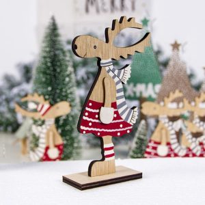 Christmas Decoration Wooden Painted Christmas Elk Ornaments (JM01752)
