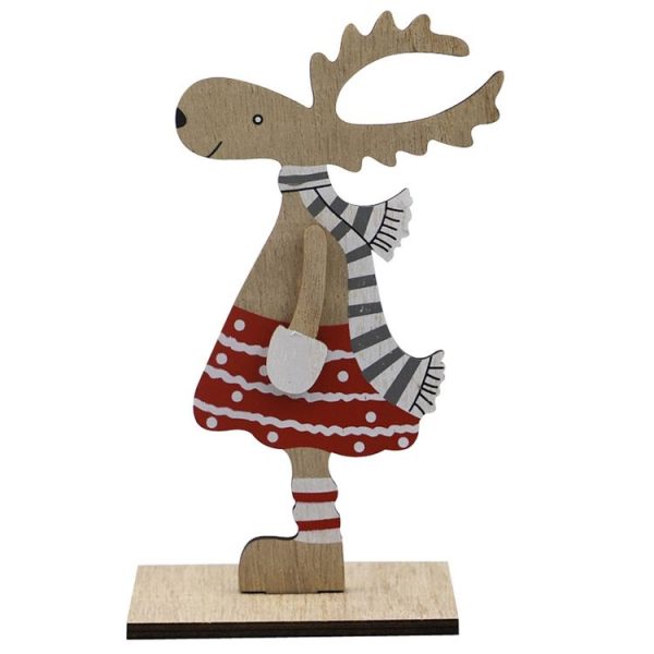 Christmas Decoration Wooden Painted Christmas Elk Ornaments (JM01752) - Image 2