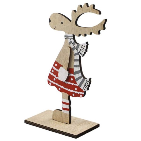 Christmas Decoration Wooden Painted Christmas Elk Ornaments (JM01752) - Image 3