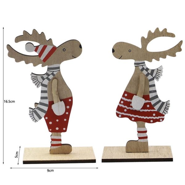 Christmas Decoration Wooden Painted Christmas Elk Ornaments (JM01752) - Image 4