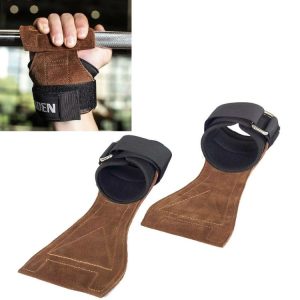 EADEN Pull-ups Booster Gloves Horizontal Bar Non-slip Wrist Assist Belt Fitness Bracer, Size: S (Cowhide)