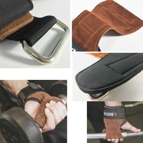 EADEN Pull-ups Booster Gloves Horizontal Bar Non-slip Wrist Assist Belt Fitness Bracer, Size: S (Cowhide) - Image 3