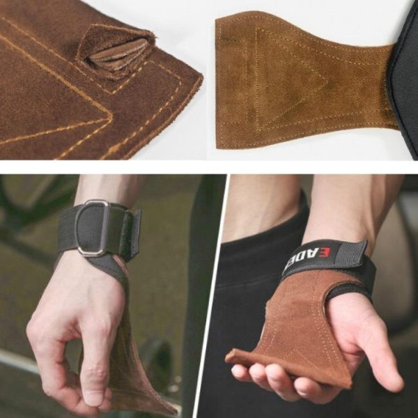 EADEN Pull-ups Booster Gloves Horizontal Bar Non-slip Wrist Assist Belt Fitness Bracer, Size: S (Cowhide) - Image 4