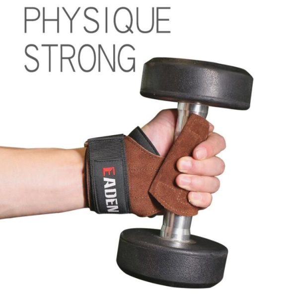 EADEN Pull-ups Booster Gloves Horizontal Bar Non-slip Wrist Assist Belt Fitness Bracer, Size: M (Cowhide) - Image 6