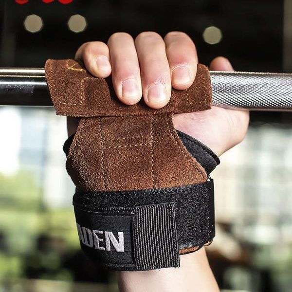 EADEN Pull-ups Booster Gloves Horizontal Bar Non-slip Wrist Assist Belt Fitness Bracer, Size: M (Cowhide) - Image 7