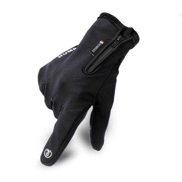 HUMRAO Outdoor Riding Gloves Winter Velvet Thermal Gloves Ski Motorcycle Waterproof Non-Slip Gloves, Size: M (Black) - Image 3