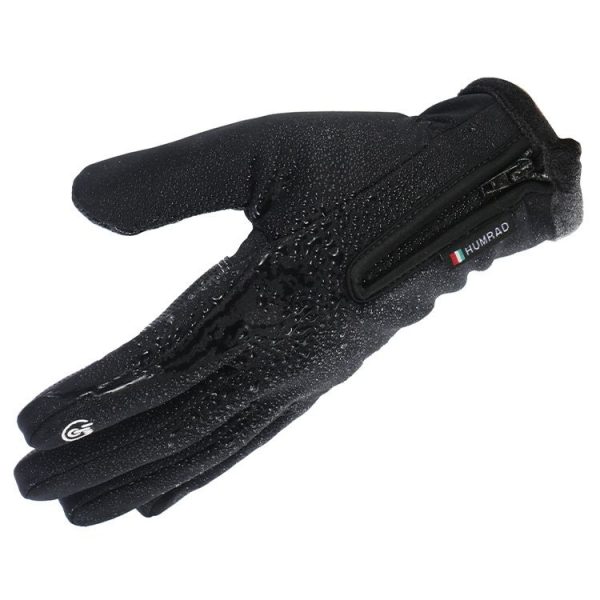 HUMRAO Outdoor Riding Gloves Winter Velvet Thermal Gloves Ski Motorcycle Waterproof Non-Slip Gloves, Size: M (Black) - Image 4