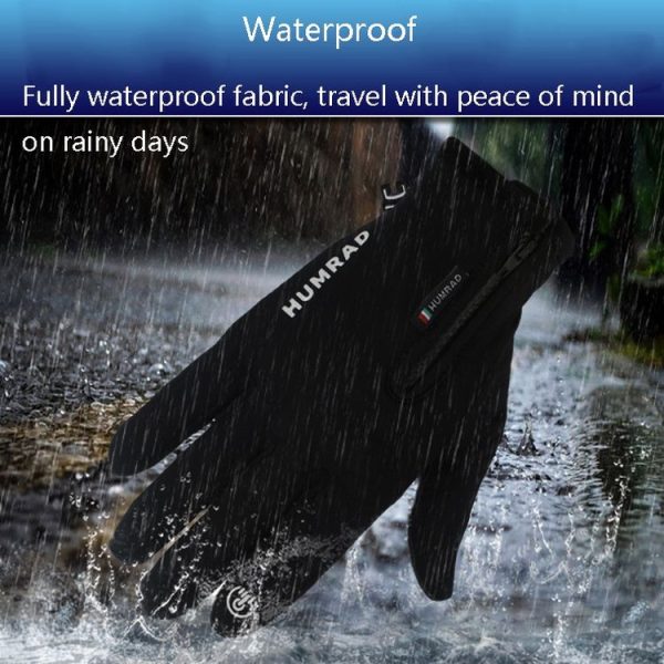HUMRAO Outdoor Riding Gloves Winter Velvet Thermal Gloves Ski Motorcycle Waterproof Non-Slip Gloves, Size: XL (Black) - Image 7