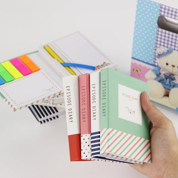 2 PCS Creative Hardcover Combination Notepad Sticky Notes Stationery Office School Supplies with Pen, Random Color Delivery - Image 3