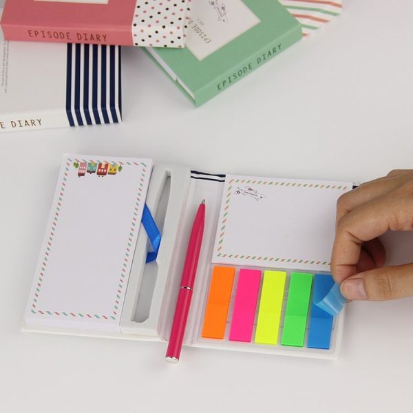 2 PCS Creative Hardcover Combination Notepad Sticky Notes Stationery Office School Supplies with Pen, Random Color Delivery - Image 5