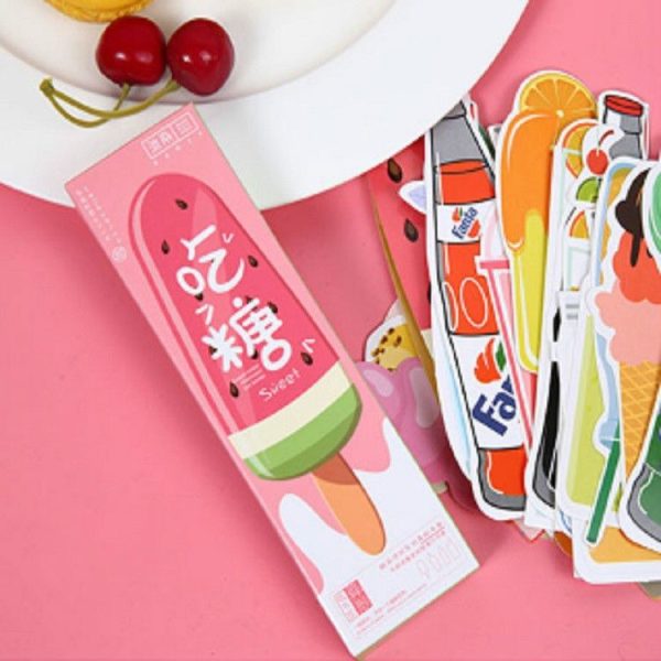 2 Boxes Cartoon Pattern Bookmark Message Card Stationery Gifts, Pattern: Eating Sugar - Image 2