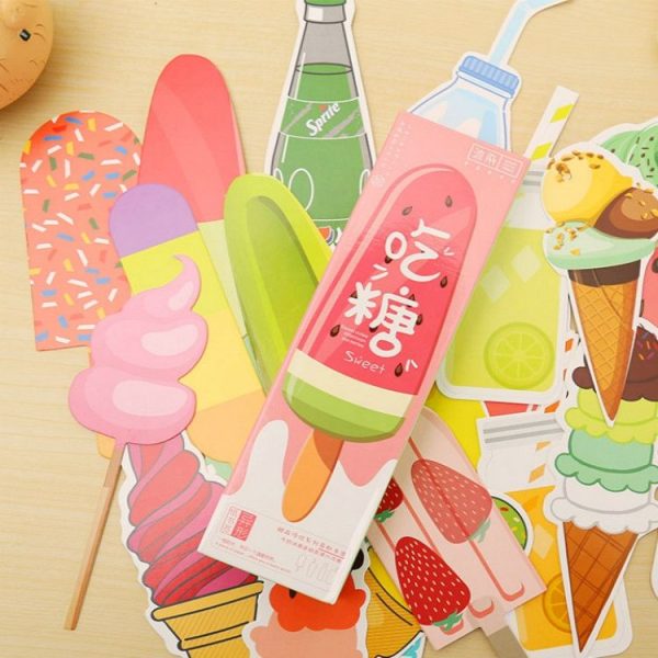 2 Boxes Cartoon Pattern Bookmark Message Card Stationery Gifts, Pattern: Eating Sugar - Image 3