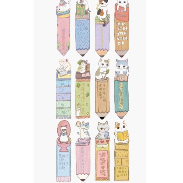 2 Boxes Cartoon Pattern Bookmark Message Card Stationery Gifts, Pattern: Cat In the Book - Image 5