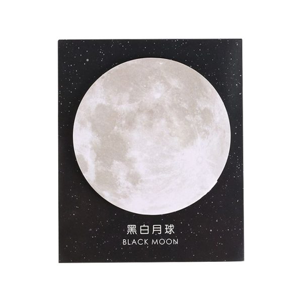 2 PCS Creative Planet Series Post-it notes Round Tearable Notes Small Book Office Note N Times Post (Black and White Moon) - Image 2