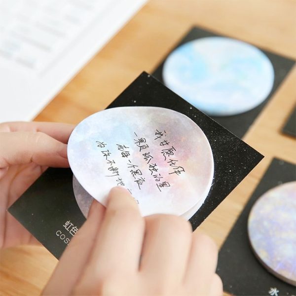 2 PCS Creative Planet Series Post-it notes Round Tearable Notes Small Book Office Note N Times Post (Black and White Moon) - Image 3
