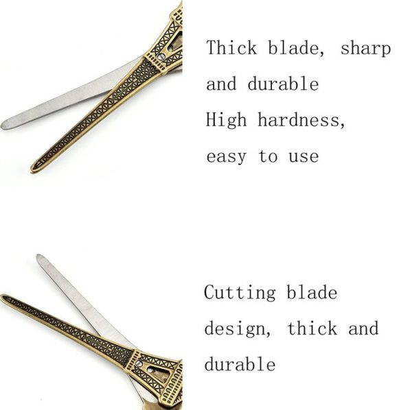 Stainless Steel Eiffel Tower Scissors Handmade Thread Tea Bag Scissors (Golden) - Image 5