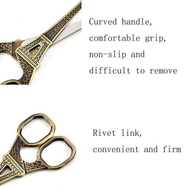 Stainless Steel Eiffel Tower Scissors Handmade Thread Tea Bag Scissors (Golden) - Image 6