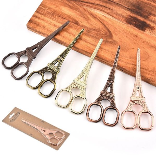 Stainless Steel Eiffel Tower Scissors Handmade Thread Tea Bag Scissors (Golden) - Image 7