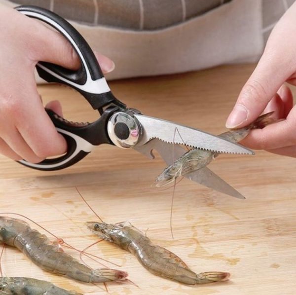 Multifunctional Household Stainless Steel Scissors Can Clamp Food Scissors (Black White) - Image 6