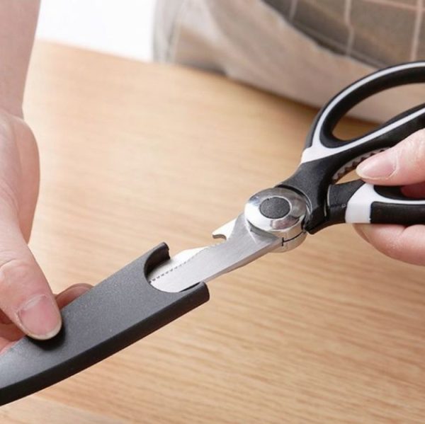 Multifunctional Household Stainless Steel Scissors Can Clamp Food Scissors (Black White) - Image 7