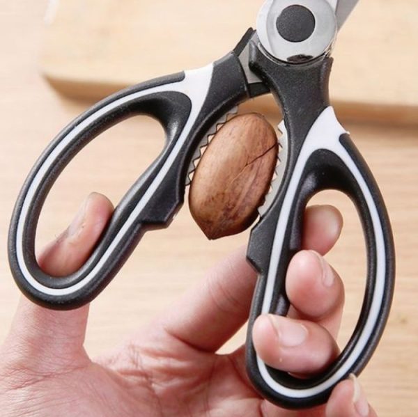 Multifunctional Household Stainless Steel Scissors Can Clamp Food Scissors (Black White) - Image 8