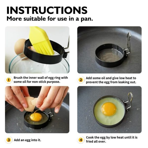 Egg Ring Iron Spray Non-Stick Round Omelette Model Omelette Mold, Specification: 2 PCS - Image 5