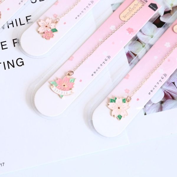 Sakura Pendant Metal Bookmark School Office Beautiful Stationery, Style Random Delivery - Image 2