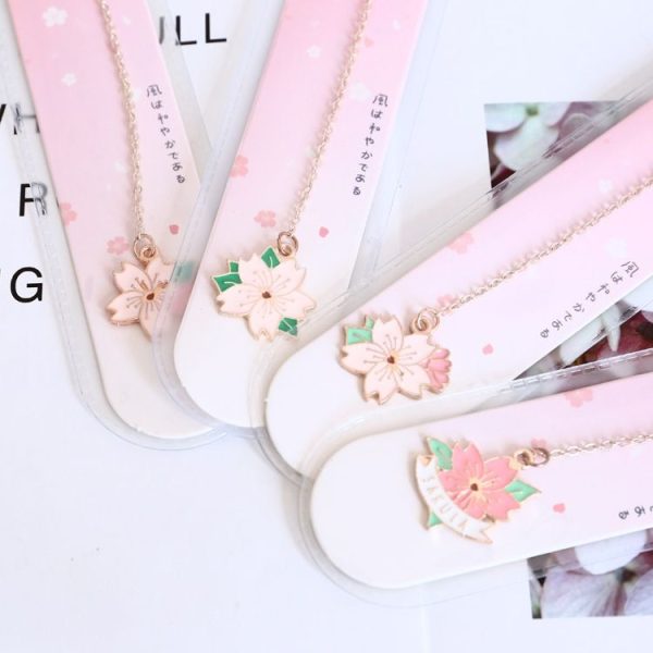 Sakura Pendant Metal Bookmark School Office Beautiful Stationery, Style Random Delivery - Image 3