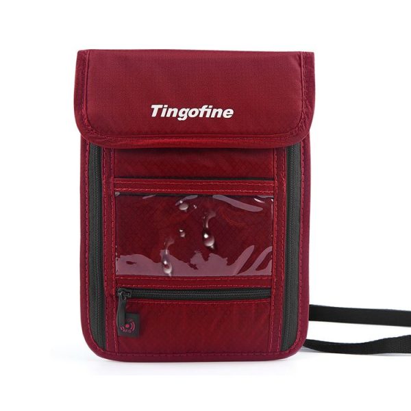 Travel Storage Messenger Passport Bag Multifunctional RFID Anti-Theft Hanging Neck Document Bag Card Bag, Size: 21x16cm (Red) - Image 2