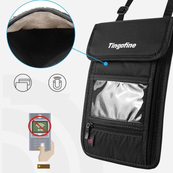 Travel Storage Messenger Passport Bag Multifunctional RFID Anti-Theft Hanging Neck Document Bag Card Bag, Size: 21x16cm (Red) - Image 3