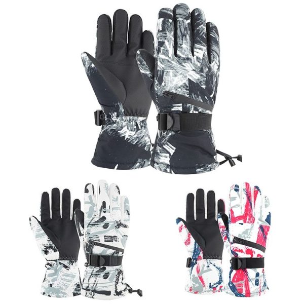 Winter Thermal Ski Gloves Outdoor Waterproof Velvet Gloves Thickening Touch Screen Motorcycle Gloves, Size: XL (Red) - Image 2
