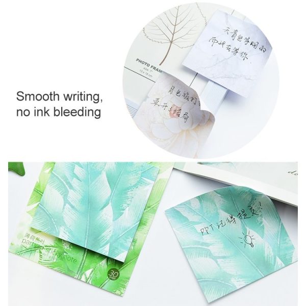 2 PCS Small Fresh Landscape Sticky Notes Cute Notes Stationery Supplies Girl Heart Stickers N Times Posted (Marble) - Image 4