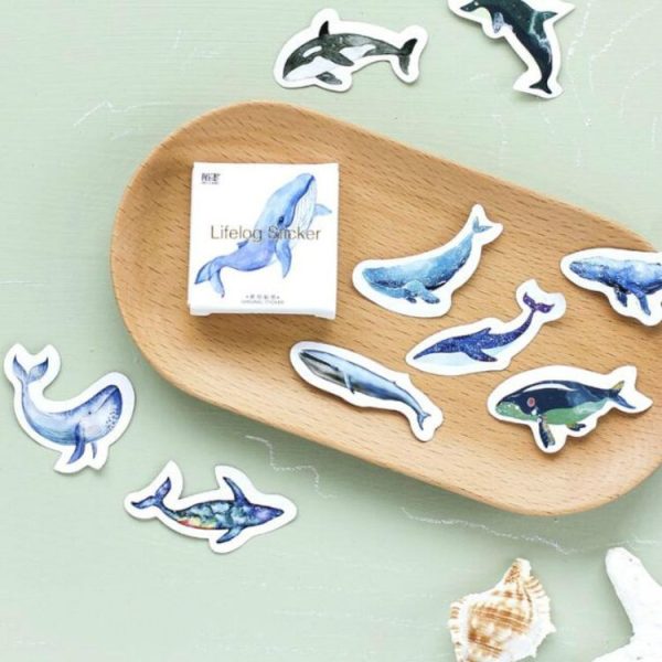 2 PCS Whale Handbook Sticker Sticker DIY Decorative Sealing Sticker - Image 2
