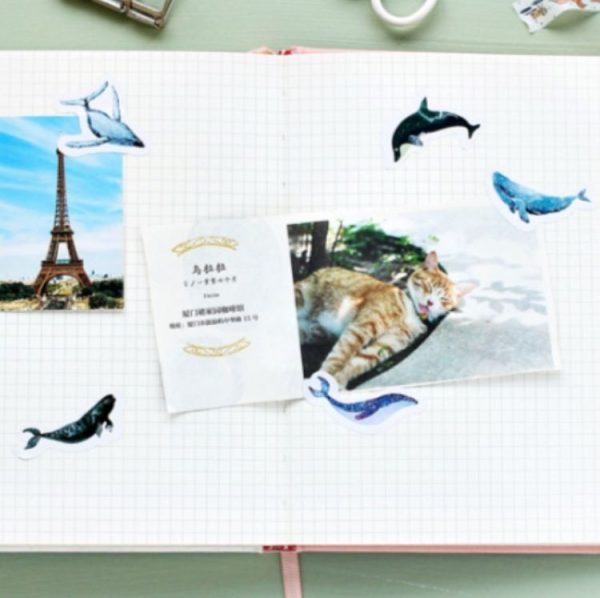 2 PCS Whale Handbook Sticker Sticker DIY Decorative Sealing Sticker - Image 6