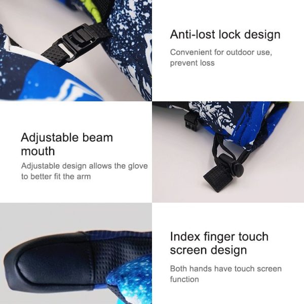 Touch Screen Skiing Gloves Thickened Anti-Skid Waterproof Velvet Gloves Windproof Warm Motorcycle Riding Gloves, Size: M (Narcissus) - Image 10