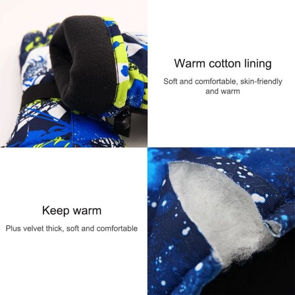 Touch Screen Skiing Gloves Thickened Anti-Skid Waterproof Velvet Gloves Windproof Warm Motorcycle Riding Gloves, Size: M (Narcissus) - Image 8