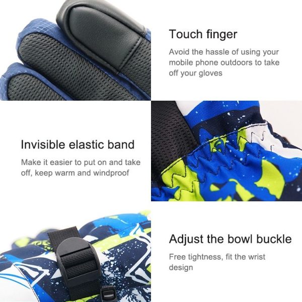 Touch Screen Skiing Gloves Thickened Anti-Skid Waterproof Velvet Gloves Windproof Warm Motorcycle Riding Gloves, Size: M (Narcissus) - Image 9
