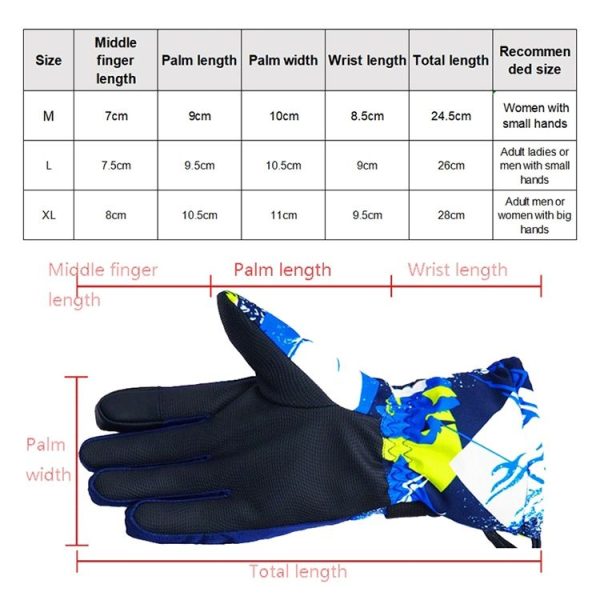 Touch Screen Skiing Gloves Thickened Anti-Skid Waterproof Velvet Gloves Windproof Warm Motorcycle Riding Gloves, Size: L (Narcissus) - Image 3