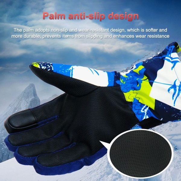 Touch Screen Skiing Gloves Thickened Anti-Skid Waterproof Velvet Gloves Windproof Warm Motorcycle Riding Gloves, Size: L (Narcissus) - Image 4
