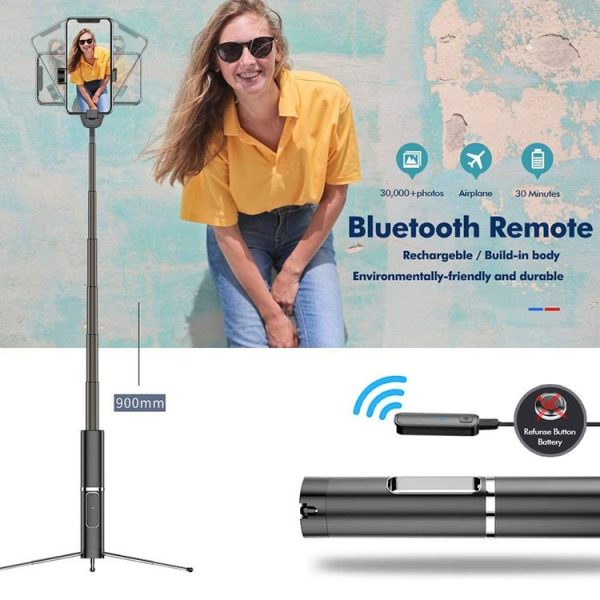 H1 Wireless Mobile Phone Selfie Stick Concealed Tripod Telescopic Live Stand (Fluorescent Green) - Image 8