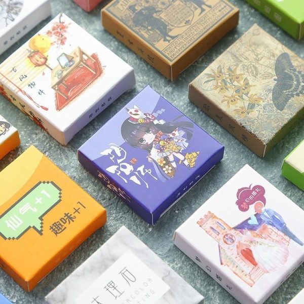3 PCS Cartoon Cute Box Sticker DIY Album Decoration Sealing Sticker Boxed Hand-Decorated Sticker Set (Streetscape painting) - Image 3