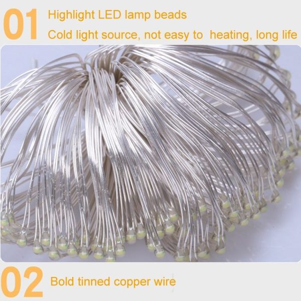 4m 40LEDs Gift Decoration Ribbon Light String LED Copper Wire Ribbon Christmas Tree Top Bowknot Light (White Light) - Image 4