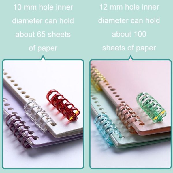 KW-TRIO5 10pcs Grommet Binder Segmented Plastic Binding Rings, Size: 12mm (Transparent White) - Image 4